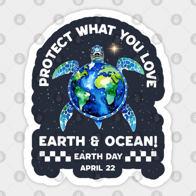 Earth Day - Protect-The-Ocean-Save-Sea-Turtles-Marine Life Sticker by JessArty